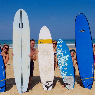 Famille ayant profitée de la location de surf à Seignosse